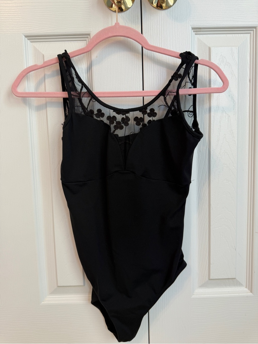Bloch Black Floral Mesh Bodysuit Leotard